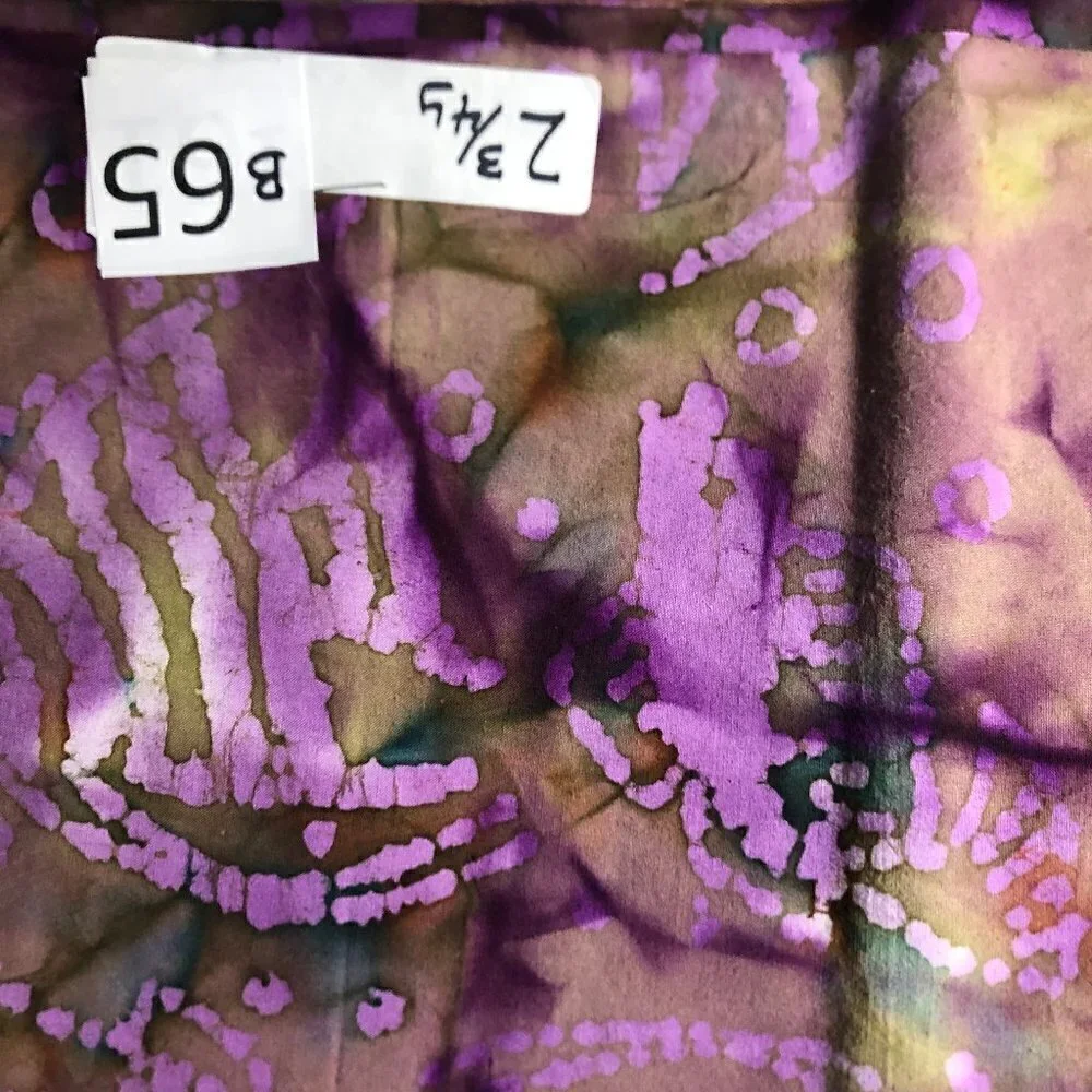 🛒 $28 Quilt Cotton Batik Fabric Material 2 3/4 yards Purple and Brown Fish B65